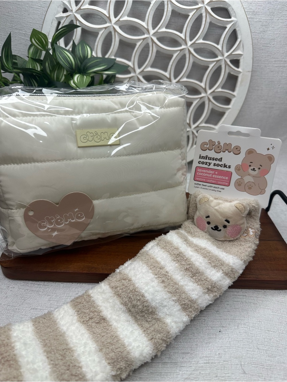The Crème Shop Cosmetic Bag & Sock Set